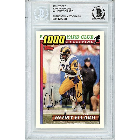 Henry Ellard Signed '91 Topps Football Card 1000 Yard Club Beckett BAS Autograph - Picture 1 of 4